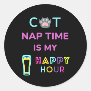 Sticker Rond l'heure de la sieste pour chat est mon heure d'or