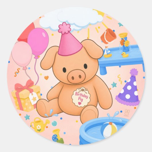Sticker Rond L'histoire de Splashtastic rose de Hamhock ! (Devant)