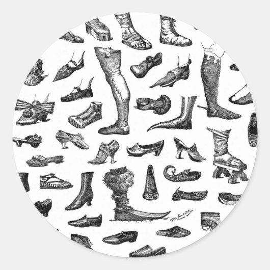 Sticker Rond L'histoire des chaussures (Devant)