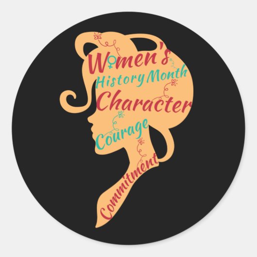 STICKER ROND L'HISTOIRE DES FEMMES MOIS CARACTÈRE ENGAGEMENT DU (Devant)