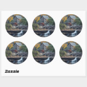 Sticker Rond L'Historique Grist Mill Sur Glade Creek (Feuille)