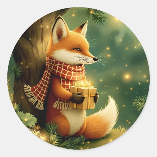 Sticker Rond L'hiver dans les pins (Devant)