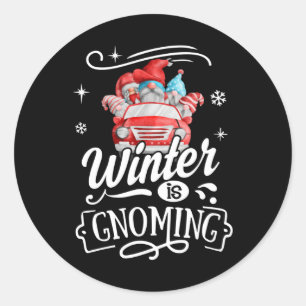Sticker Rond L'hiver est glamour Troll Noël Gnome