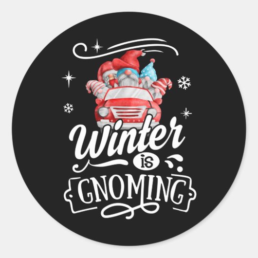 Sticker Rond L'hiver est glamour Troll Noël Gnome (Devant)