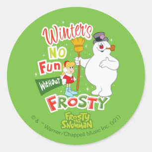 Sticker Rond L'hiver ne s'amuse pas sans Frosty le Snowman™