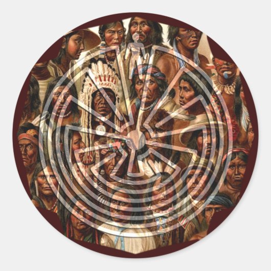 Sticker Rond L'homme dans le Maze - style folklorique (Devant)