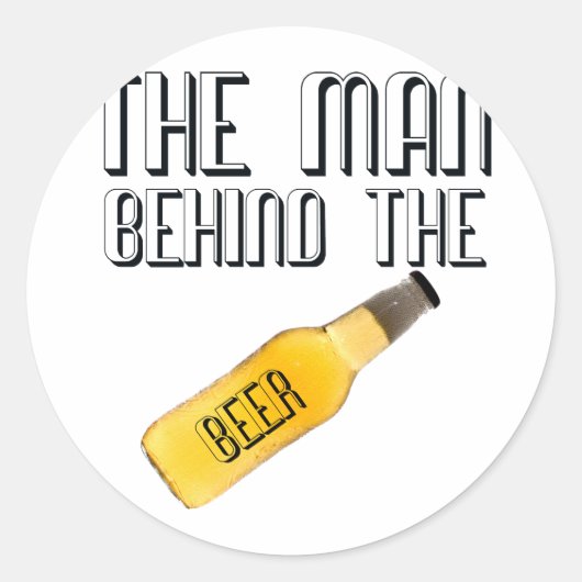 Sticker Rond L'homme derrière la bière (Devant)