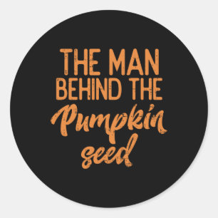 Sticker Rond L'Homme Derrière La Graine Citrouille Halloween Pr