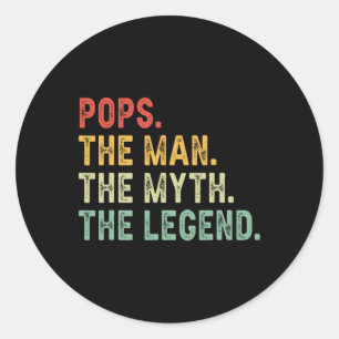Sticker Rond L'Homme Le Mythe La Légende Fête des pères Cadeau