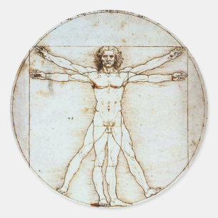 Sticker Rond L'homme vitruvien de Léonard de Vinci