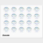 Sticker Rond L'Hydrangea Bleu pour Baby Shower de Fille (Feuille)