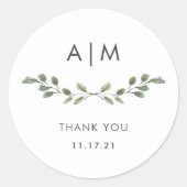 Sticker Rond Liage minimal | Mariage de monogramme (Devant)