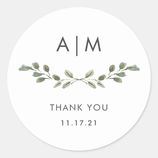Sticker Rond Liage minimal | Mariage de monogramme (Devant)