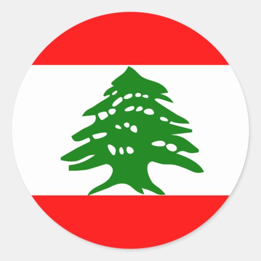 Sticker Rond Liban Drapeau de haute qualité (Devant)