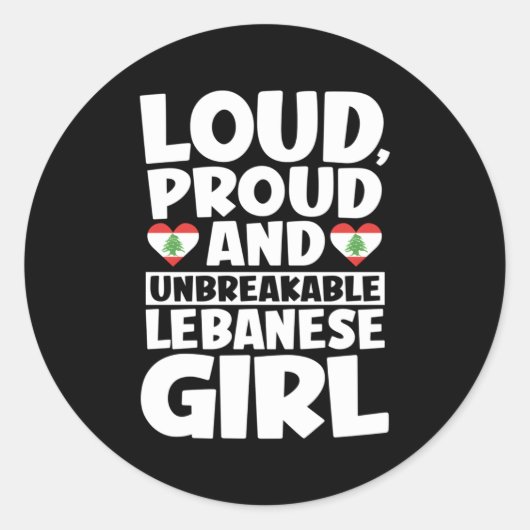 Sticker Rond Liban Drapeau fier Libanais (Devant)
