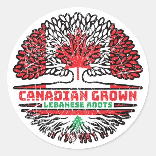 Sticker Rond Liban Liban Canadien Drapeau des racines de l'arbr (Devant)