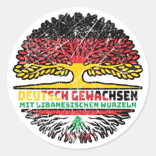 Sticker Rond Liban Libanais Allemand Allemagne Baum (Devant)