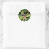 Sticker Rond libellule avec fleurs blanches (Sac)