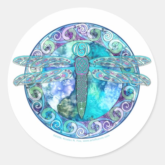 Sticker Rond libellule celtique cool (Devant)