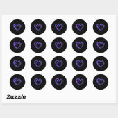 Sticker Rond Libellule cœur violet sarcelle de sensibilisation (Feuille)