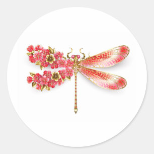 Sticker Rond libellule de fleurs avec sakura de bijoux