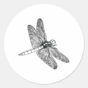 Sticker Rond libellule en lignes et couleur noire