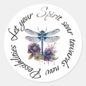 Sticker Rond Libellule - esprit de nouvelles possibilités (Devant)