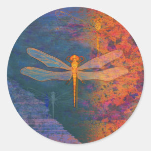 Sticker Rond Libellule flamboyante