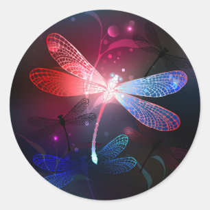Sticker Rond libellule rouge brillante