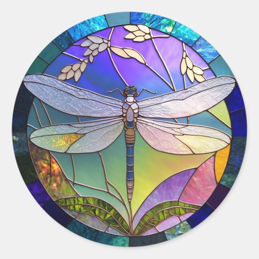 Sticker Rond libellule Stainedglass (Devant)