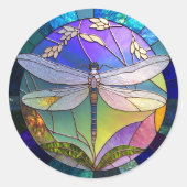 Sticker Rond Libellule vitrail (Devant)