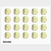 Sticker Rond libellules illustrées dans le jardin (Feuille)