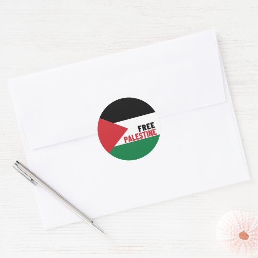 Sticker Rond Libérer la Palestine | Drapeau de Palestine | Lutt (Enveloppe)