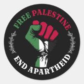 Sticker Rond Libérer la Palestine mettre fin à l'apartheid III (Devant)