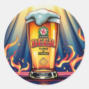 Sticker Rond Libérer la saveur : Bière Svatyok - Joueur de Syna