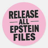 Sticker Rond Libérer tous les fichiers Epstein (Devant)