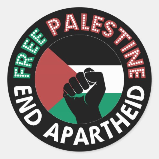 Sticker Rond Libérez la Palestine mettre fin à l'apartheid Drap (Devant)