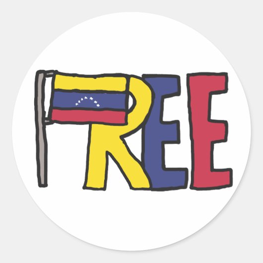 Sticker Rond Libérez le Venezuela (Devant)