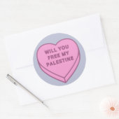 Sticker Rond Libérez-vous ma Palestine ? Cute Candy Coeur doux (Enveloppe)