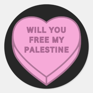 Sticker Rond Libérez-vous ma Palestine ? Cute Candy Coeur doux
