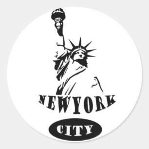 Sticker Rond Liberté Dans New York