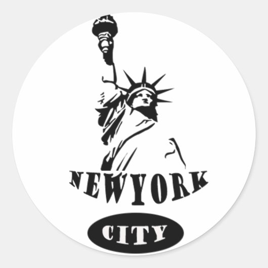 Sticker Rond Liberté Dans New York (Devant)