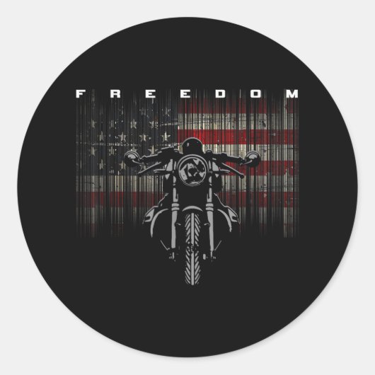 Sticker Rond Liberté de la moto drapeau américain (Devant)