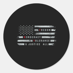 Sticker Rond Liberté Démocratie Tolérance Justice Toutes les rè