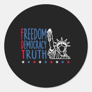 Sticker Rond Liberté Démocratie Vérité Patriotique Drapeau État