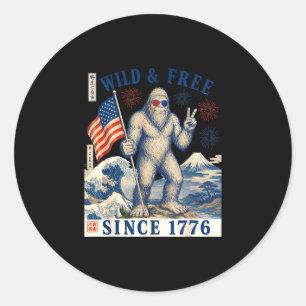 Sticker Rond Liberté depuis 1776 bigfoot patriotique sasquatch