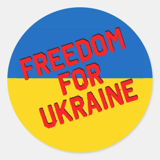 Sticker Rond LIBERTÉ POUR L'UKRAINE avec drapeau (Devant)