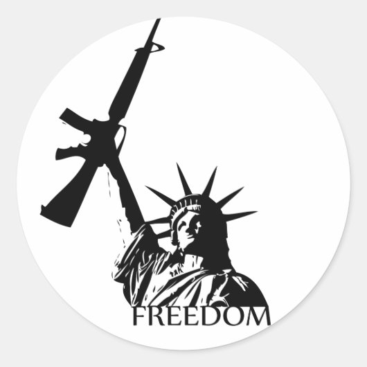 Sticker Rond Liberté - Vous avez des armes ? (Devant)