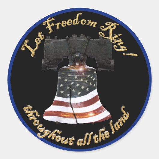 Sticker Rond Liberty Bell avec drapeau américain - Let Freedom  (Devant)