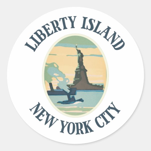 Sticker Rond Liberty Island New York (Devant)